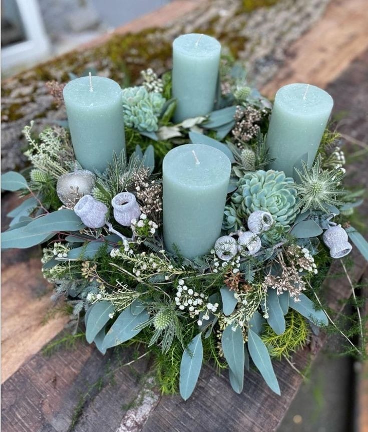 SCHLICHTER ADVENTSKRANZ AUS TANNE, EUKALYPTUS UND KIEFER – BLUMEN KREATIV